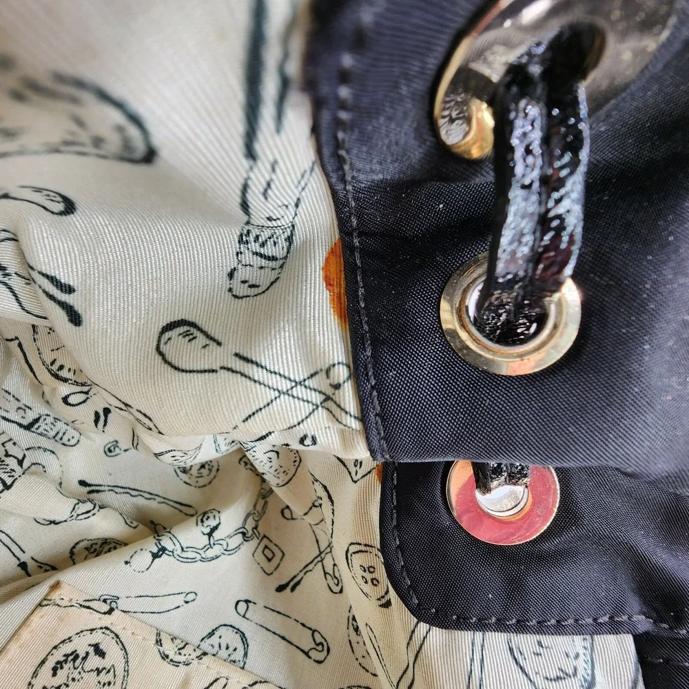 Kate Spade‎ New York STEVIE Classic Black Nylon/Patent Trim Hobo Bag Purse READ